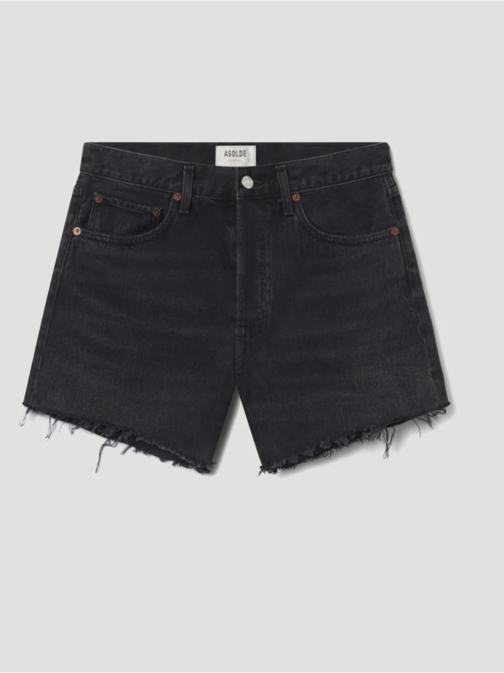 Agolde Black Washed High-Rise Denim Shorts